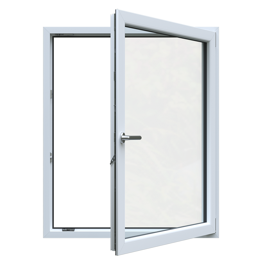 Finestra in PVC aperta bianca